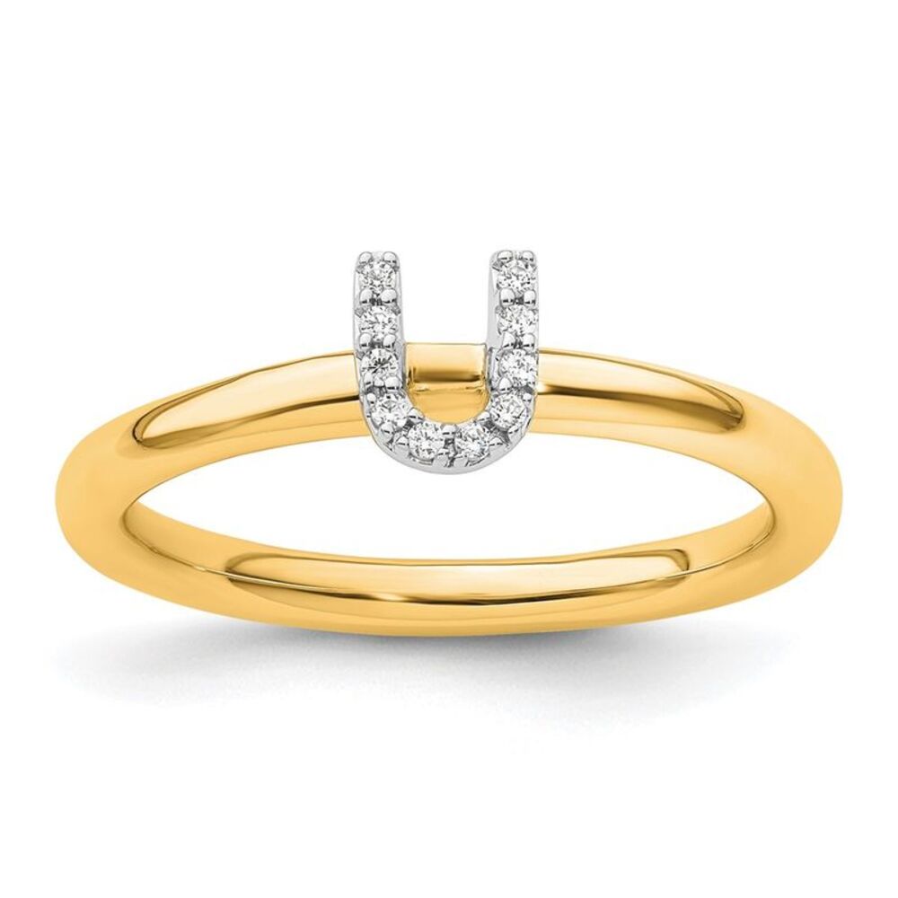 Kazi Luxury 14k Yellow Gold Stackable Diamond Ini… - image 1